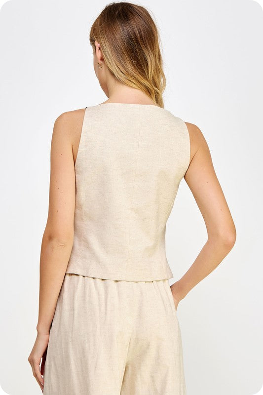 Linen vest light taupe