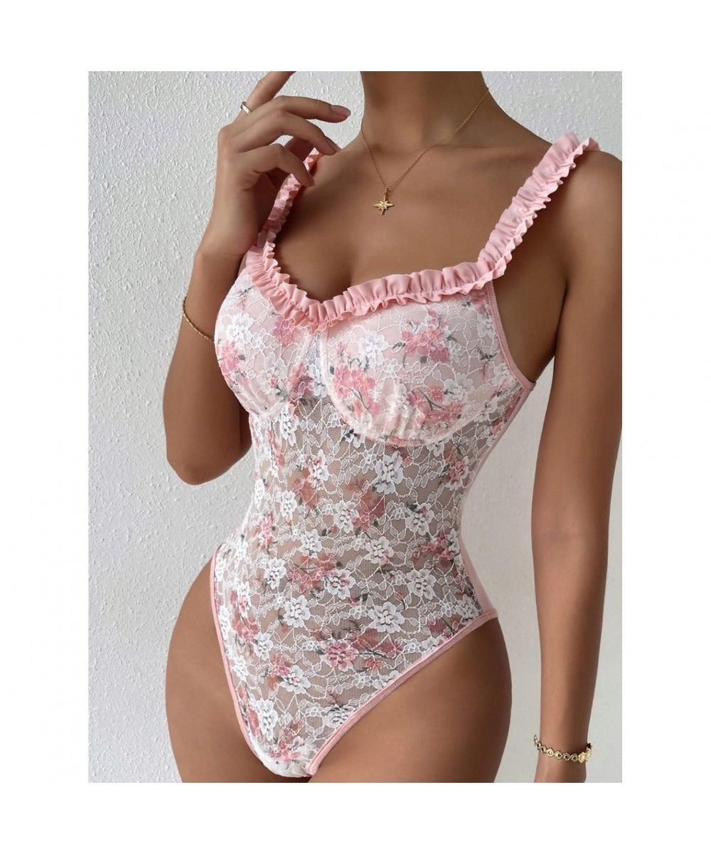 Mesh embroidery bodysuit