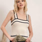 beige Lizzy Contrast edge knit Top