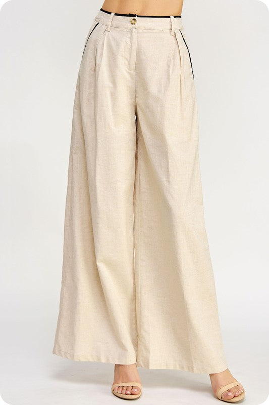 Linen set vest and pants light taupe