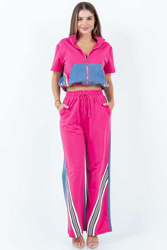 Two pieces denim set /pink