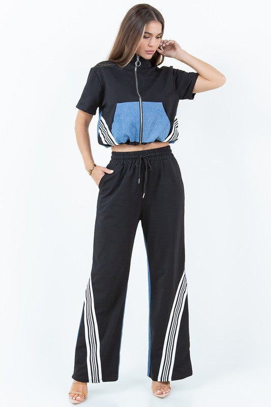 Two piece denim set /black