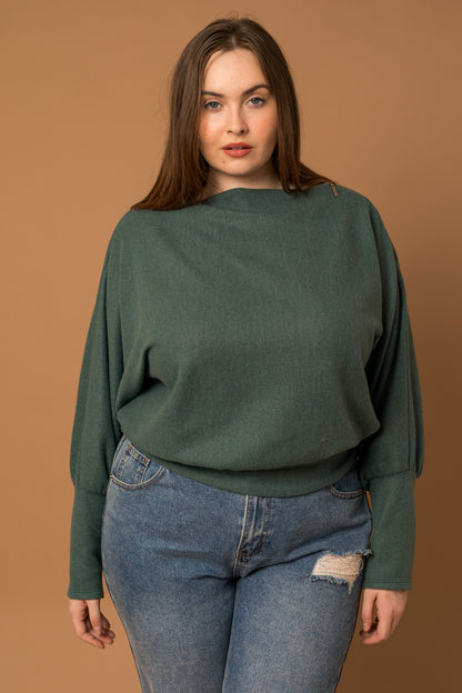 Boat neck sweater with zipper in the shoulder