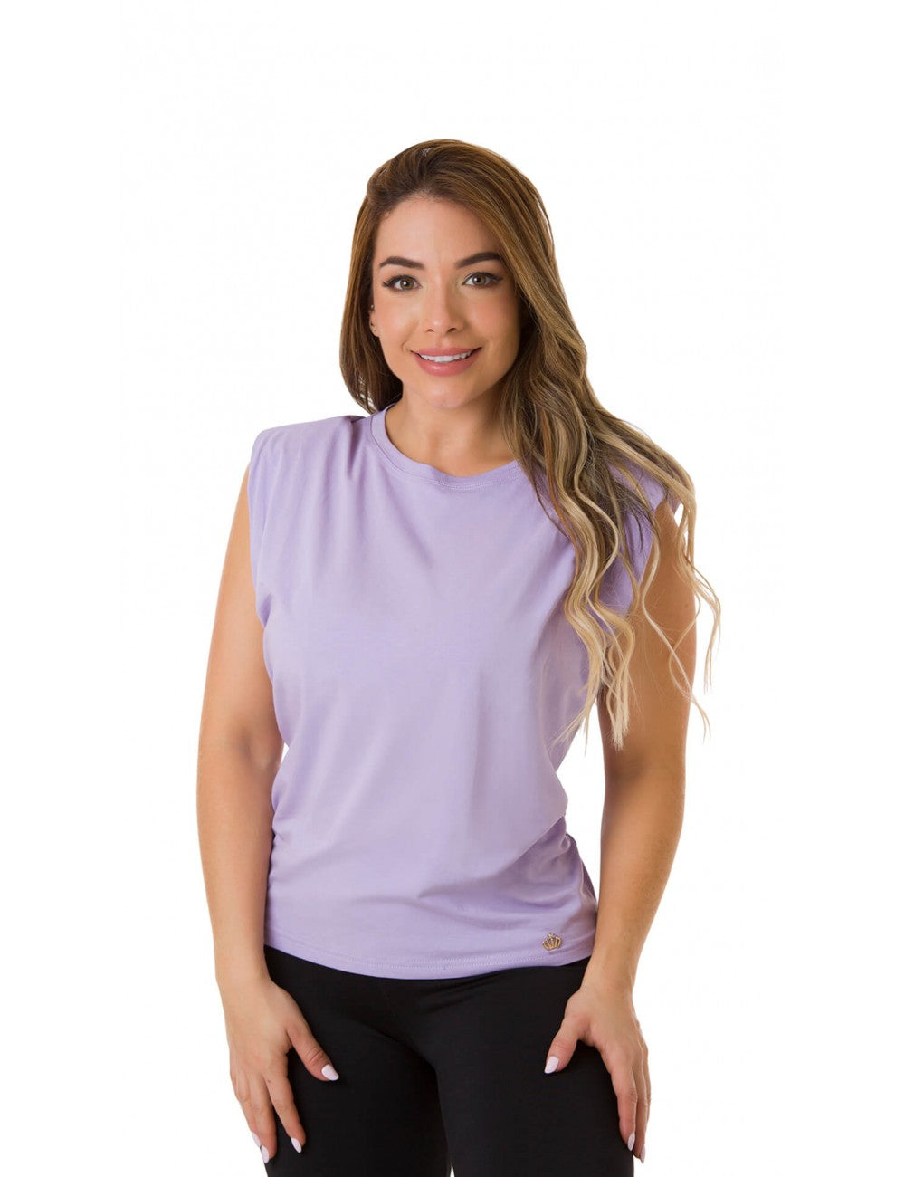 Lavender padded shoulder top