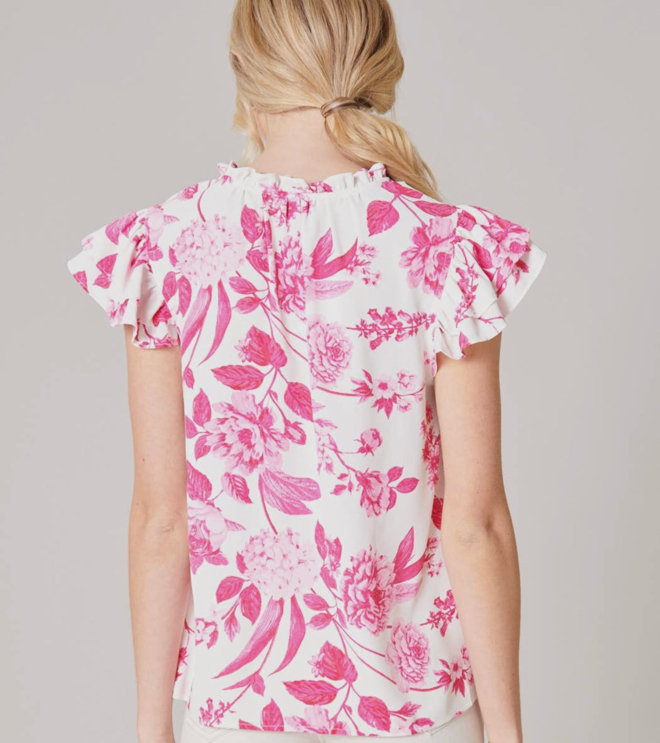 Clarice floral ruffle sleeve top