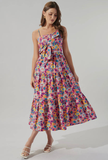 Zahara floral poplin tie chest maxi Dress